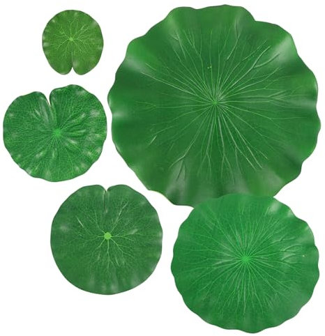 Yardwe Lot De 5 Feuilles Artificielles Réalistes Pour Décoration Détang Flottant Feuillage Artificiel Pour Aquarium Et Jardin