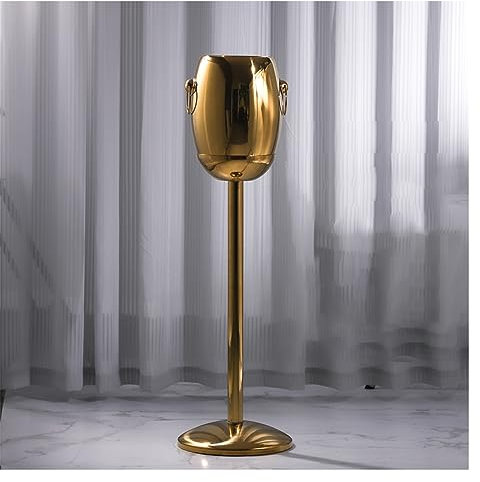 Seau à glace Seau à glace avec support Seau à glace sur pied en acier inoxydable Conteneur à glaçons, seau à vin sur support Seau à glace à champagne doré pour vin, bière, KTV, club, bar, barbecue, f