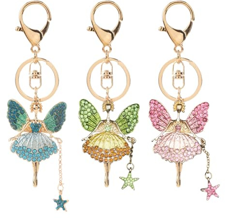 Oenothera 3 Stücke 3 Farben Schlüsselanhänger Mädchen, Glitzer Schlüsselanhänger, Dekorative Keychain Ornament, für Geldbörse Rucksack Handtasche Handy