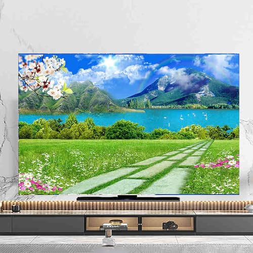 Cooalinar TV Staubschutz,TV Bildschirm Staubschutzhülle,Drucken Hülles Bezug Für Fernsehen Schutzhülle,Elastisch,Schutz vor Staub und Sonne,Universal,3D-Motive,Für TV Und Monitor 30 Bis 80 Zoll