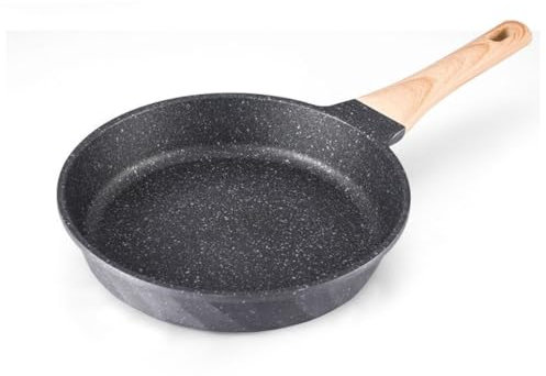 SCWZZWSY Maifan Stone Flat Bottom Frying Pan Sartén antiadherente sin cobre de inducción de gas tapa (color: D, tamaño: 24 cm)