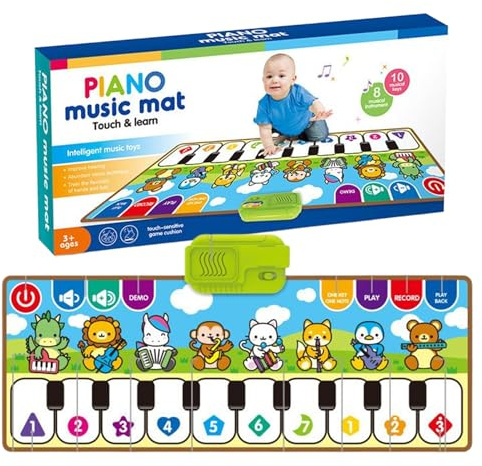 Klaviermatte - Klavier und Tanz Kleinkind Musikmatte | Jungen Mädchen Entwicklung Elektronischer Teppich mit Instrumenten Effekte Interaktiv für Kindergarten, Reisen