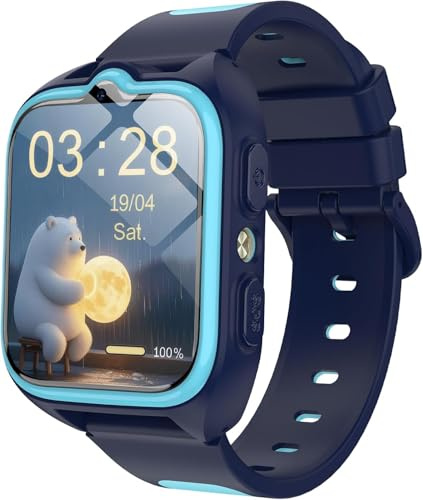 IOWODO Smartwatch Bambini 4G, Orologio Localizzatore GPS con Chiamata Video, Funzione SOS, Telecamera, Giochi Educativi, Batteria 800mAh, Impermeabile, Regalo per Ragazzi e Bambine blu