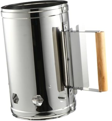 CIMAXIC 1pezzi Accensione per Barbecue all Ventilazione Manico in Legno Isolante Termico Materiale in Inossidabile Resistente Sicurezza e Prevenzione Scottature