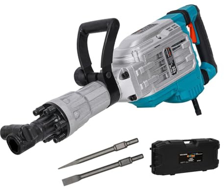 KATSU Tools Heavy Duty Grease Lubricated Hammer Breaker for Concrete & Masonry – 1700W Professional Demolition Jack Hammer Tool Demolition Hammer Breaker, 65J Impact Force, 1900bpm, Model 101108