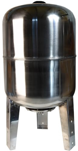 Serbatoio a Pressione 50L - per Impianti Idrici e Sistemi Autoclave - con Membrana EPDM - Vaso di Espansione per Pompa Domestica Pompa per Pozzo - Attacco da 1 - Acciaio INOX - Verticale 50 Litri