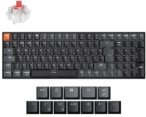 Keychron K4 QMK Wireless Custom Mechanical Keyboard, 96% Layout Bluetooth/2.4G/USB-C Programmable, White Backlit Super Red Switch for Mac/Windows/Linux UK Layout - Version 3