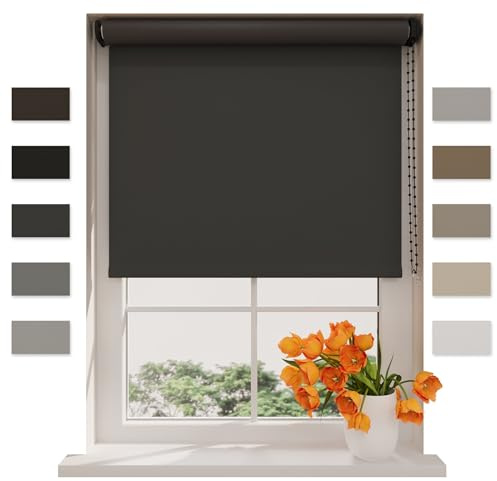 DTCH® Verdunklungsrollo ohne Bohren, dunkelgrau, 90 x 190 cm | 100% verdunkelnd, inkl. Klemmfix, Wand- oder Deckenmontage, Breite kürzbar, kindersicher, Breiten bis 240 cm
