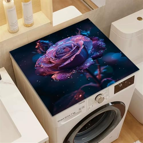 Highdi Motif de Fleur 3D Housse de Protection pour Machine à Laver Top,Coussin de Machine à Laver Antidérapant Housse de Machine à Laver pour Machine à Laver Ou Sèche-Linge (Violet 4,60x90cm)