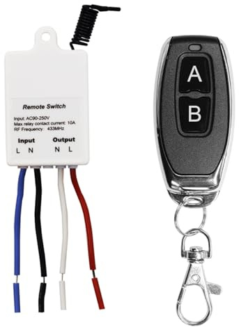 QIACHIP Interrupteur sans fil à télécommande radio relais 433 MHz 220 V 230 V 1 canal 10 A récepteur avec émetteur pour appareils électroménagers et lampes 1500 W max