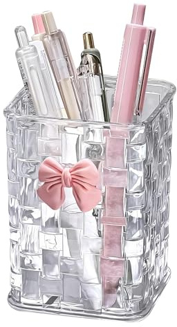 Yamobi Pot à crayons en acrylique transparent - Organiseur de bureau esthétique - Porte-stylos pour enfants - Organiseur de stylos transparent pour l'école et le bureau à domicile