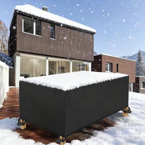 AUWUUA Housse Salon De Jardin Exterieur 170x60x70cm/LxWxH 420D Tissu Oxford Housse de Protection Bâche pour Tables de Jardin, Chaises et Canapés, Imperméables, Anti-UV, Résistance au Vent, Noir