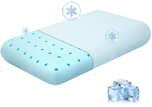 Sycoodeal Cooling Memory Foam Pillow Standard Size with Washable Pillow Cover, Ergonomic Supportive Neck Pillow, Slow Rebound Comfort Bed Pillow for Back, Stomach & Side Sleepers (1 Pack)