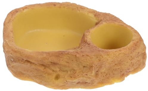 CLISPEED Comedero de Resina para Reptiles, Cuenco Profundo para Comida y Agua, Bañera Decorativa para Tortugas y Lagartos, Suministros para Reptiles, Cuenco Fácil de Limpiar, Borde
