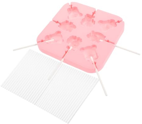 JOINPAYA Moule à Sucettes en Silicone 8 Cavités Motif Animaux, avec 100 Bâtonnets Papier 3,5 Cm, Antiadhérent et Réutilisable, pour DIY Chocolat, Bonbons et Desserts Maison