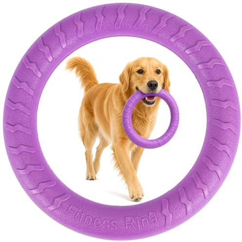 EVERGOODS Dog Fitness Ring 28cm for Bite Training, Heavy Duty Natural Rubber Tug of War Toy for Small Medium Large Dogs, Interactive Teeth Cleaning Agility Chew Toy for Outdoor Indoor Play
