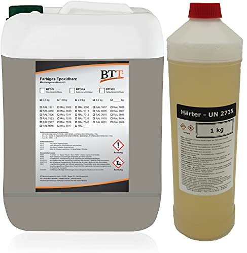 BTT-BA - Rivestimento per pavimenti in resina epossidica, RAL 7030, per 25 m², per esterni, per piastrelle, cemento, per balconi, terrazze, pavimentazione, resina epossidica