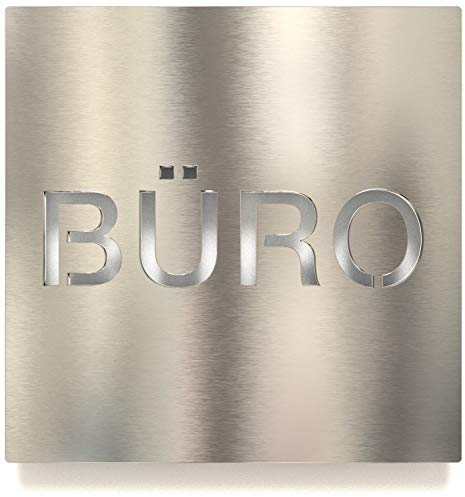 Edelstahl Hinweis-Schild Büro - selbstklebend & pflegeleicht - Design Piktogramm - Türschild H-68-E