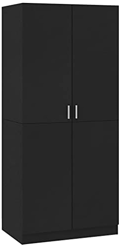 vidaXL Kleiderschrank mit 2 Türen Garderobenschrank Garderobe Schrank Dielenschrank Schlafzimmerschrank Schwarz 80x52x180cm Holzwerkstoff