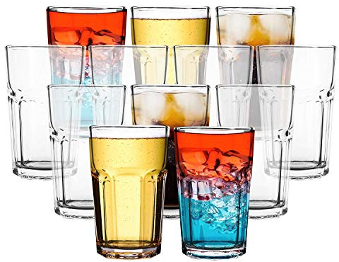 Vinsani Set of 12 Traditional Highball Glass Tumblers - 300ml (10.5oz) Highball Glasses for Drinking