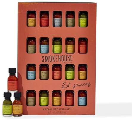 The Good Hurt Fuego by Thoughtfully, Coffret Cadeau de Sauces Piquantes, Aux Saveurs d'ail et d'herbes, de Bourbon Fumé, de Jalapeno et de Citron Vert et Plus Encore, Paquet de 20 Pièces