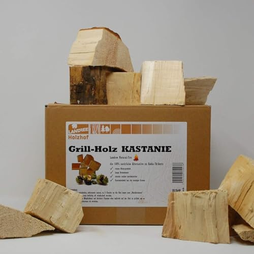 Grillholz Kastanie 8Kg - von Landree® - die (saubere) Alternative zu Kohle oder Briketts - direkt vom Holzhof aus Schleswig-Holstein