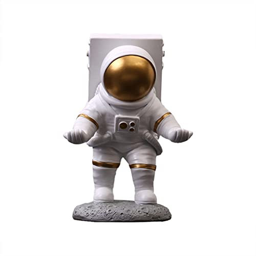 Niedlicher lustiger Handyständer Verbesserter einzigartiger Astronautenstil Langlebiges Harzmaterial Universell für Handys Tablet PC Desktop-Halter Schreibtischhalterung Karteikasten (Gold, One Size)
