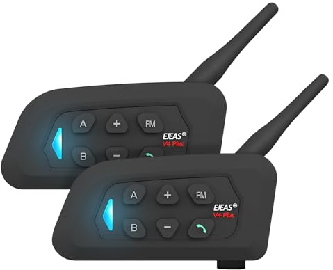 EJEAS V4 Plus motorcykelintercom, headset, motorcykelhjälm, extra långt intercom med 1500 m lång, som kan användas av 4 personer för samtidigt onlinechatt V4Plus-2