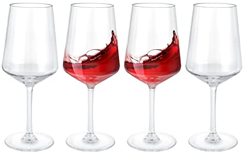 JMIATRY Large Plastic Wine Glasses Set of 4, 580ml/20oz Plastic Red Wine Glasses Reusable, Unbreakable Long Stemmed Plastics Wines Glass for Wedding, Christmas, Picnics, Camping, Hot Tubs and Pools