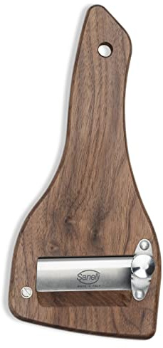 Sanelli, Tagliatartufi SAN-SLICE, Affetta tartufi professionale in legno con regolatore di taglio. Lama liscia, Inox