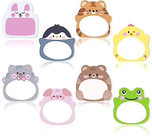 160 Blatt Mini Haftnotizen 70 x 60 mm Tiere Haftnotizzettel, Niedliche Selbstklebende Cartoon Tierische Haftnotizen, Animal Sticky Notes, für Büro Zuhause Schule (8 Stile)