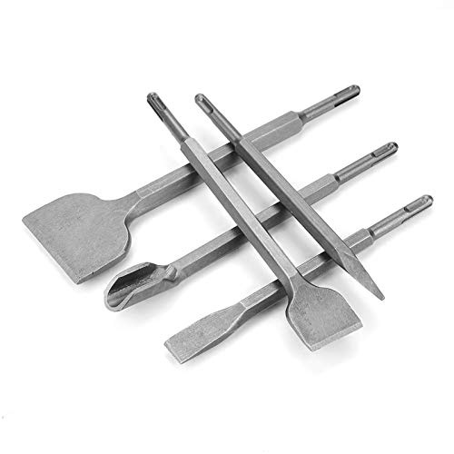 SDS Plus Chisel Bits Set, 5pcs Electric Rotary Hammer Chisel Set, 5 Different Hardened Steel SDS Plus Bits Chisel Set for Electric Rotary Hammer with SDS-Plus