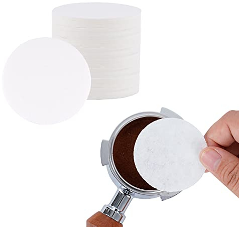 watchget 55 mm Espresso-Papierfilter, 500 Stück, Einweg-Kaffeefilterpapier, Kaffeepuck-Siebfilter für 58 mm Siebträgerkörbe und Espressomaschinen