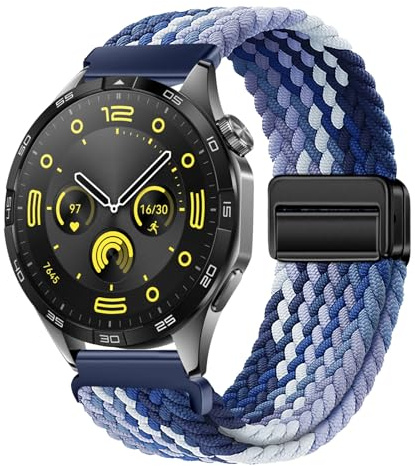 XMUXI Nylon Straps Compatible with Huawei GT6 46mm/GT5/GT4 46mm/GT3 Pro/GT2e Wrist Strap, 22mm Magnetic Stretch Sport Band for Garmin Venu 4 Watch Strap/Venu 3 2/Forerunner 255/265
