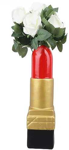 Unique Vase, Creative Lipstick Shaped Vase, Exquisite and Realistic, Can Put All Kinds of Plants, Modern Home Decoration/Desktop/Bookshelf/Living Room/Office(Gold)