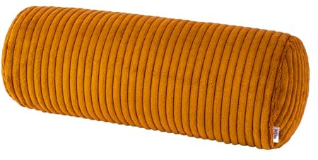 beties HYggelig No. 2 Housse de traversin en velours côtelé - Environ 15 x 40 cm - Qualité supérieure - Fabriquée par une entreprise allemande - Jaune curcuma