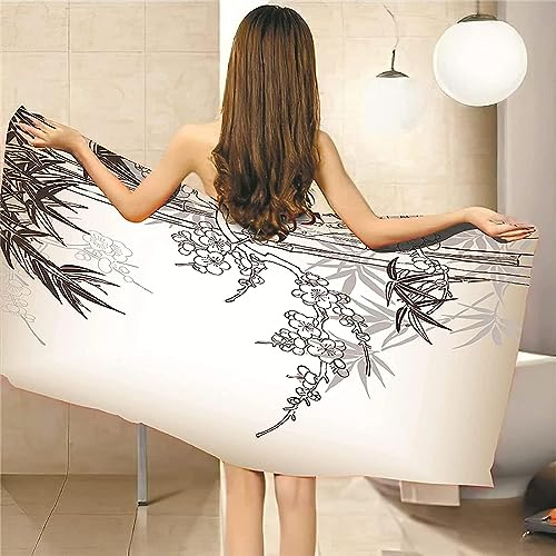 Microfibre Towel - Cherry Blossom Bamboo – Beach Towel -Bath Towel - Super Absorbent - Quick Drying - Lightweight Compact Travel - Antibacterial Swimming Sports Travel Sand Proof Beach Towels - -7Q7D