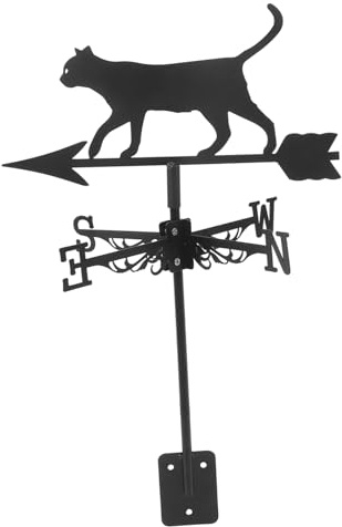 Milisten Animal Weathe Rvane Garden Weather Vane Indicator Roof Decoration Iron Weathervane Cat Weathervane Vintage Weathervane Farmhouse Weather Vane Antique Stainless Steel Wrought Iron