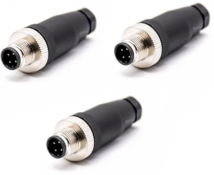 3 Pezzi M12 Connettore 4 Pin A Codice Diritto Vite Giunto Non schermato Femmina 4 Pin M12 Connettore Connettore Attuatore Aviazione Spina, Connettore M12 4 Poli IP67 Impermeabile (Maschio)
