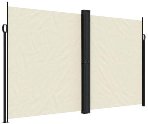vidaXL Seitenmarkise, Wandmarkise mit PU-Beschichtung, Sichtschutz für Balkon Terrasse Garten, Windschutz Markise, Ausziehbar Creme Polyester