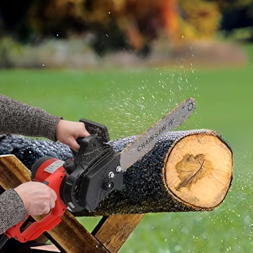 16Zoll Akku-Kettensäge ganz aus Kupfer, Leicht 2000W Elektro-Kettensäge 800r/min Kettensäge mit Qualitätsschwert/-kette, Schnelle Wärmeableitung, Geräusch