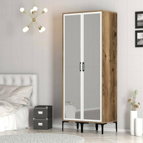 Dmora Kleiderschrank 2 Türen Alcyone 80x201,4cm Braun