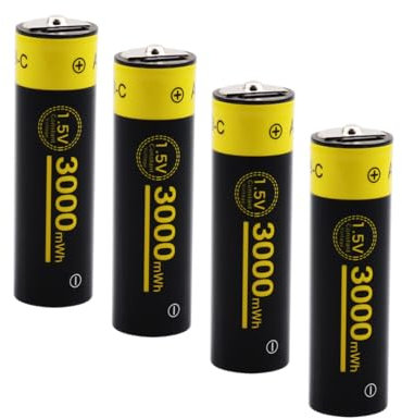 1.5V USB-C Batterie AA AAA ricaricabili 3000mWh 1000mWh Pile Ricaricabili AA Litio 1500 Cicli con Cavo USB-C, 4 pezzi (AA 1.5V 3000mWh)
