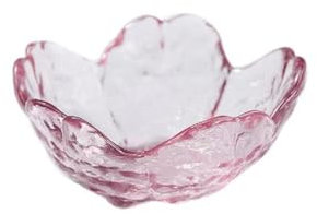 LJCA Kleine Glas-Schmuckschale, dekoratives Kristalltablett für Schminktisch, Blumen-Ringschale für Schmuck, Schmuck, Rosa