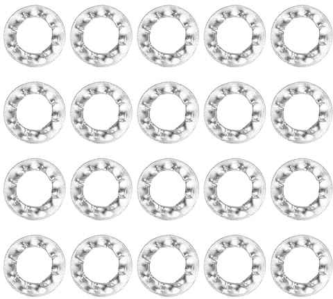 sourcing map Rondelle interne M4, 100 pezzi, rondelle per denti in acciaio inossidabile 304, rondelle ad anello di bloccaggio a stella a velocità rapida, colore argento