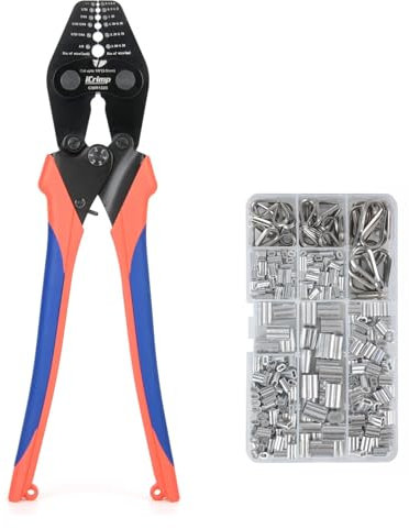 iCrimp CWR1328 Set Wire Rope Crimper Cutter Kit with 375pcs Ferrules