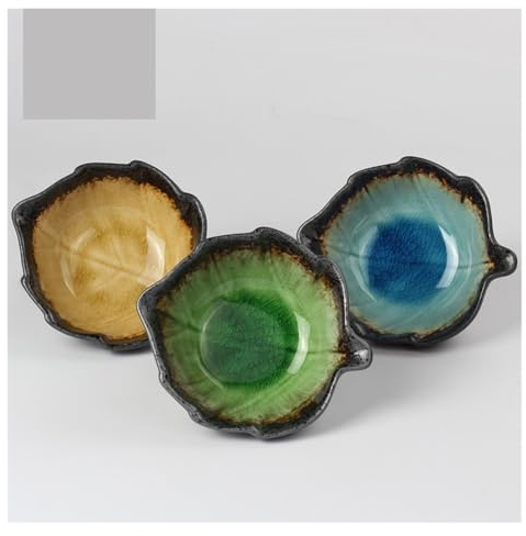 YCCHAH Placas Aperitivas Cuenco de cerámica esmaltada, cuenco en forma de hoja, ensaladera, cuenco japonés de porcelana, cuenco for aperitivos Platos Baratos