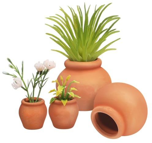 Yardwe Pots à Succulentes en Terre Cuite Respirante et Lavable Lot de 4 Petit Pot Décoratif et Pratique pour Plantes D'extérieur, pour Jardin ou Chambre