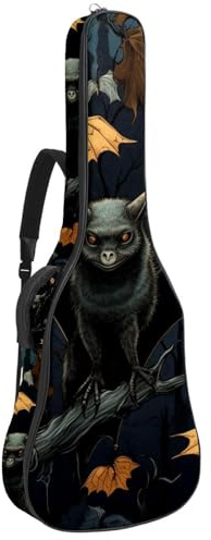 Bassgitarrentasche, 101,6 cm, 101,6 cm, doppelter verstellbarer Schultergurt, Akustikgitarre, Gigbag, Gitarrenkoffer, wasserdichtes Oxford-Gewebe, dicker Schwamm, Halloween-Schlossmuster 5,