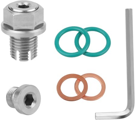 7pcs Oil Pan Drain Plug Repair Kit, M14.1-1.5 x 15mm Stainless Steel Oversize Piggyback Gasket Oil Drain Plug with Washers and Hexagonal Wrench Oil Plug Thread Bolt Self Tapping Oil Drain Plug Tool